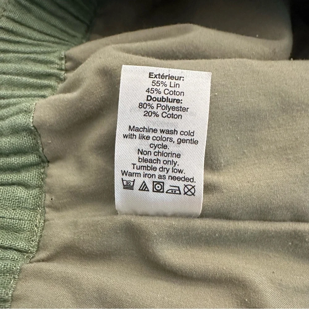 J Crew Green Scalloped Hem Mini Skirt Size 20 Preppy Linen Blend Pockets Boho - Picture 8 of 8
